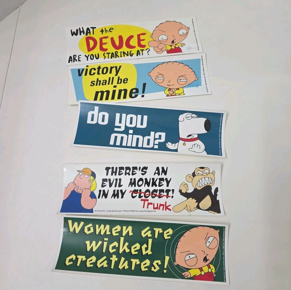 Set of 4 Family Guy Bumper Sticker Brian Stewie Evil Monkey
